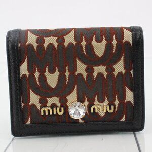 Miu Miu Canvas and Madras Leather Bifold Wallet